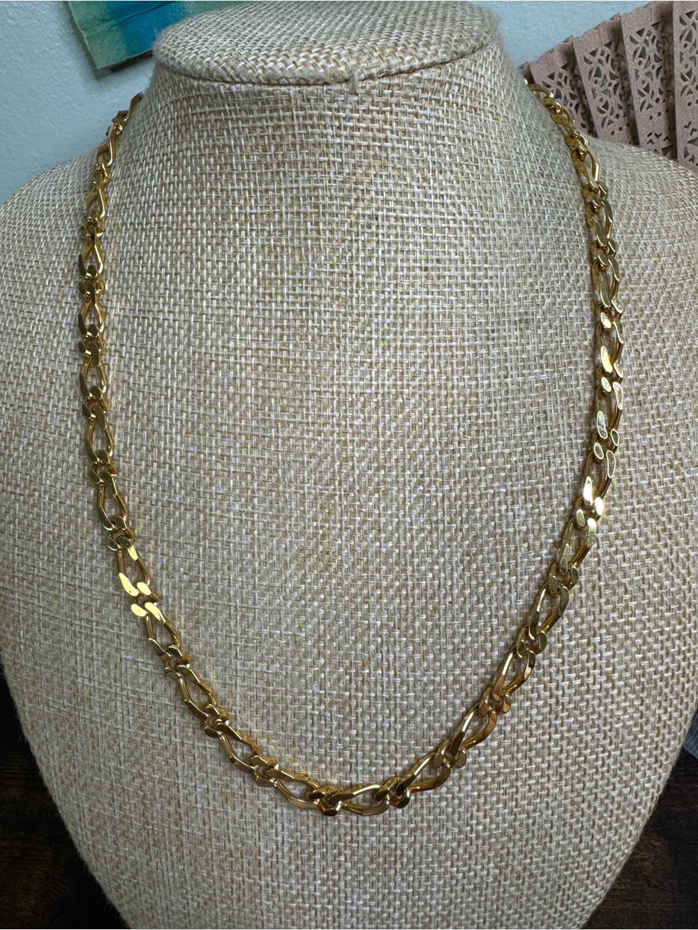 Monet Gold Plated Figaro Link Chain Necklace